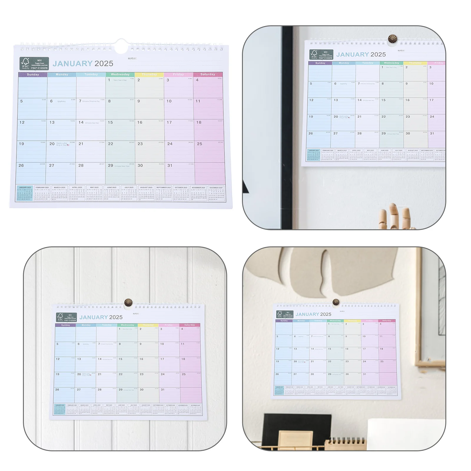 تقويم حائط 2025 معلق عموديًا يقلب الصفحة شهرًا العائليًا والورق شهريًا