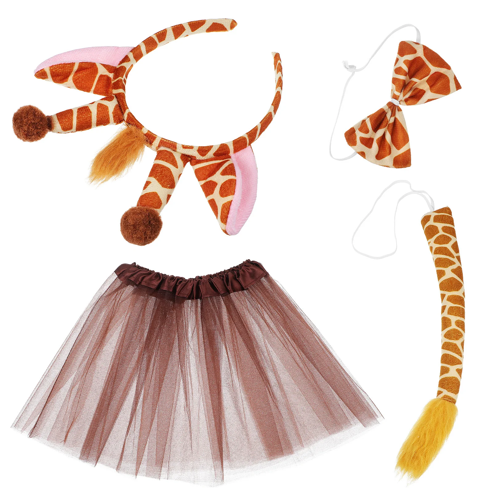 

1Set Giraffe Costume Tutu Skirt Headband Bow Tie Tail Animal Dress Up Party Costume Girls Animal Fancy Dress Antler Headband