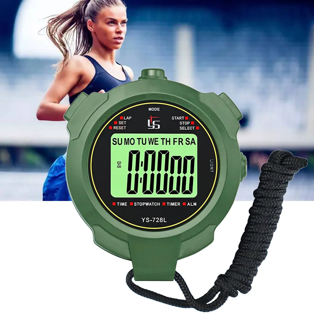 Digital Stopwatch Handheld LCD Sports Stopwatch Waterproof Training Timer Electronic Outdoor Running Chronograph Stop Watch