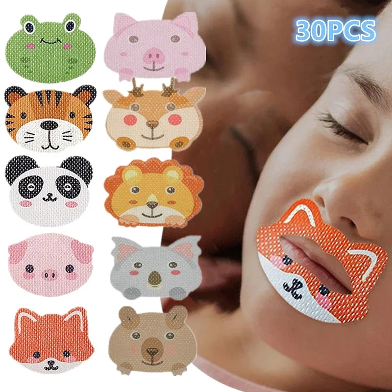 

30Pcs Cartoon Anti-Snoring Stickers For Children Night Sleep Lip Nose Breathing Improving Patch Mouth Correction Sticker Tape