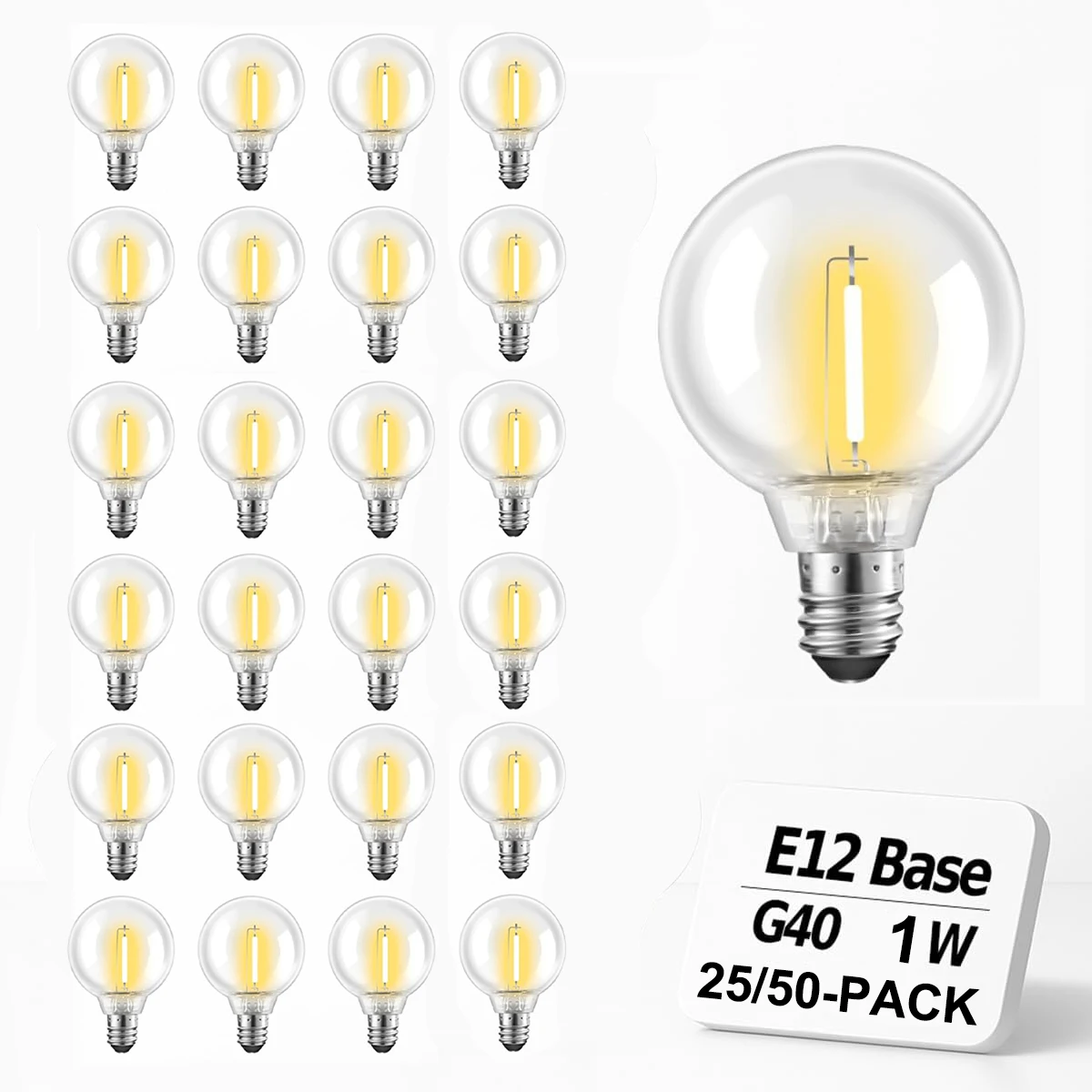 Outdoor Led Bulb E12 G40 Light Bubs1W Mini Globe Replacement Bulb Plastic Shatterproof Garden Yard for String Light Decor Lights