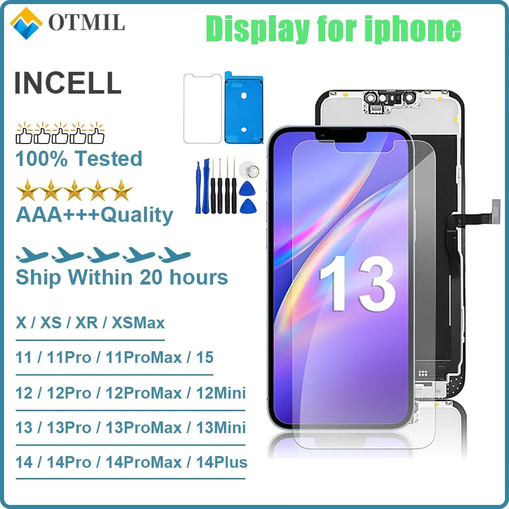 Pantalla Incell para iPhone X, XS, XR, 11, 12, 13, 14, 15, 16 Pro Max, 14, 15, 16 Plus, 12, 13 mini, Repuesto de Digitalizador de Pantalla LCD Incell