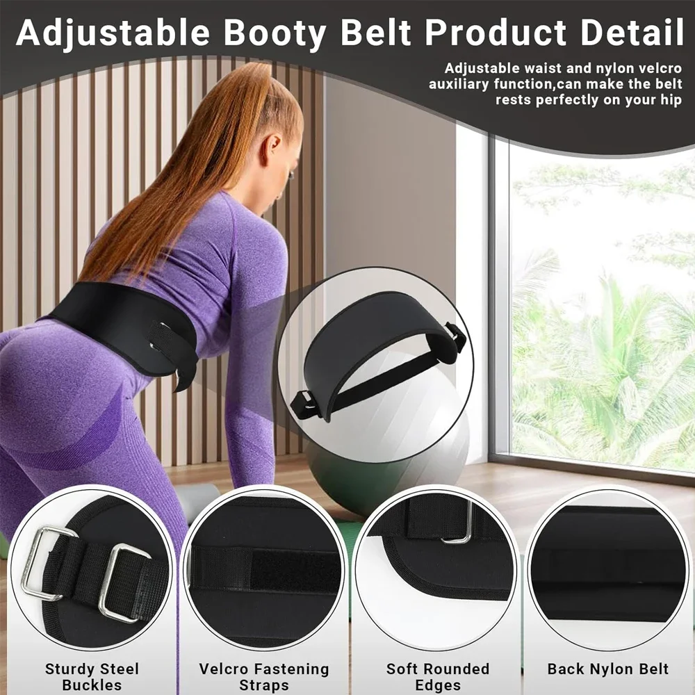 Exercise Hip Thrust Belt Glute Trainer, Fully Adjustable Hip Thrust Belt for Dumbbells - Booty Builder, Glute Workout Equipment