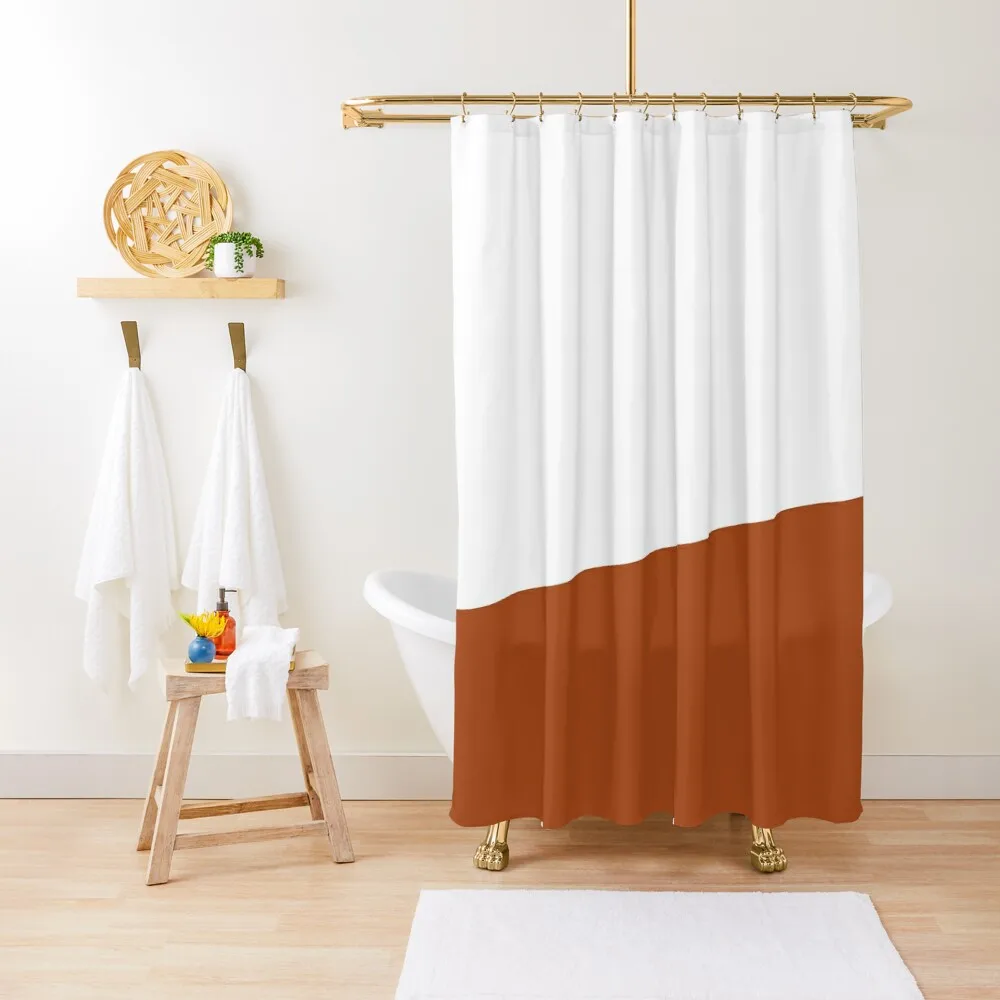 

Stripe Block (burnt orange/white) Shower Curtain Anti-Mold Waterproof Shower Shower Set For Bathroom Bathroom Curtain