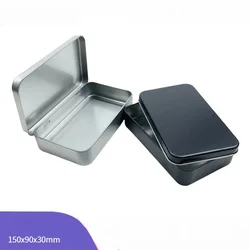 Sliver Rectangle Empty Iron Box Makeup Brush Storage Tin Box Hand Account Sticker Cases Sundries Container Cosmetic Organizer