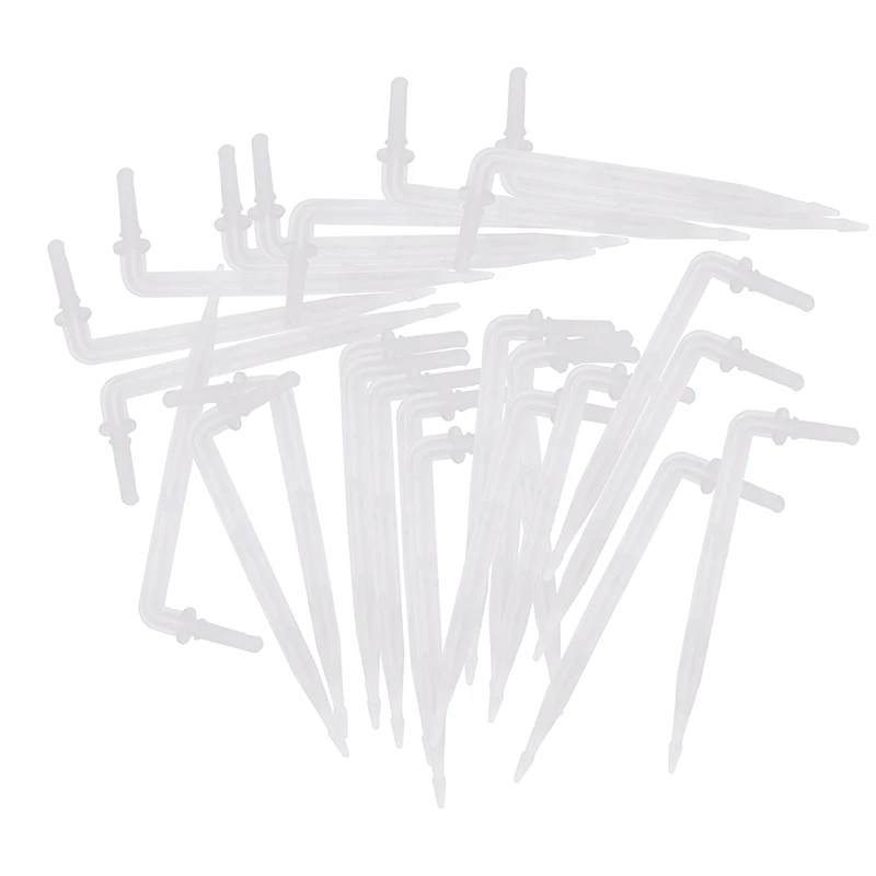 25PCS 4/7mm Transparent Elbow Arrow Drippers Bending 1/4'' Drop Emitter Garden Potted Irrigation Watering Tool Greenhouse