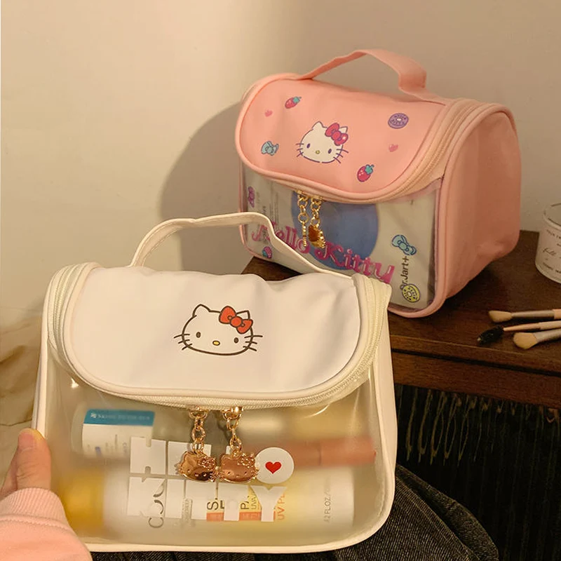 Hello Kitty Sanrio borsa cosmetica Kawaii Cartoon Cute Travel borsa portatile articoli da toeletta borsa portaoggetti cosmetica regali per studenti