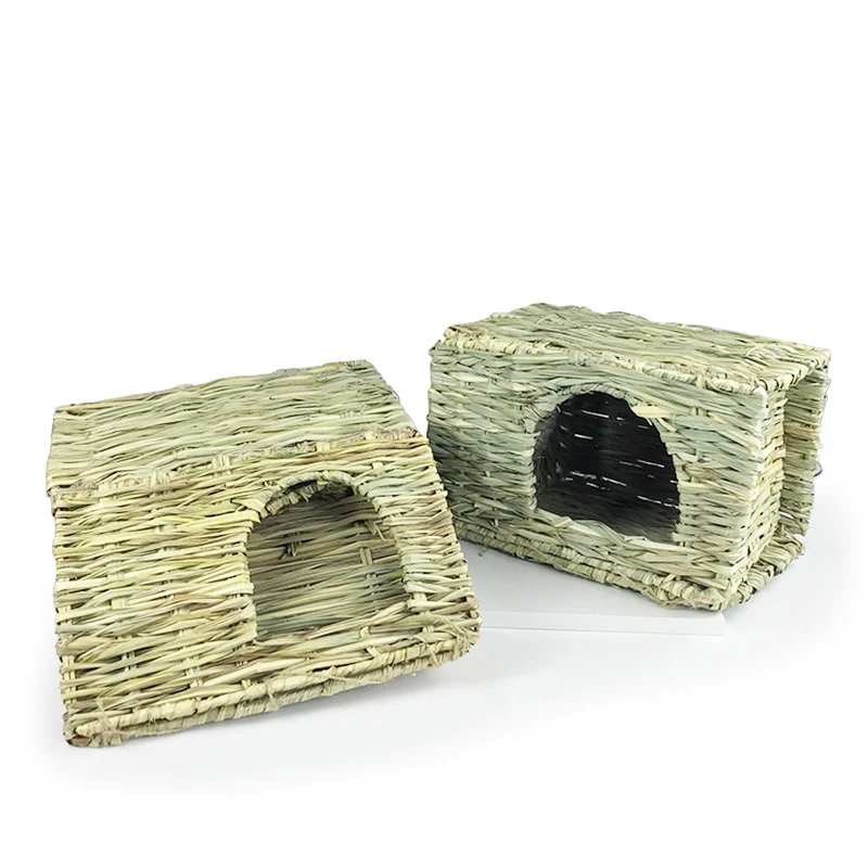 Rabbit Foldable Woven Cages Chinchilla Guinea Pig Bunny Grass Nest House Small Animal Rabbit Accessories