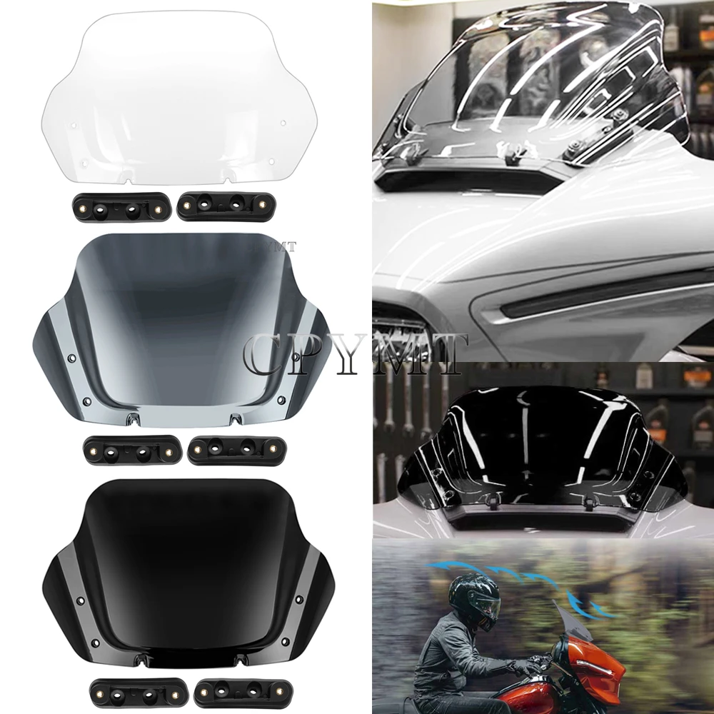 14 inch Windshield W/Bracket Motorcycle Front Windscreen Wind Deflectors Fit for Harley Street Glide FLHX CVO FLHXSE 2023 2024