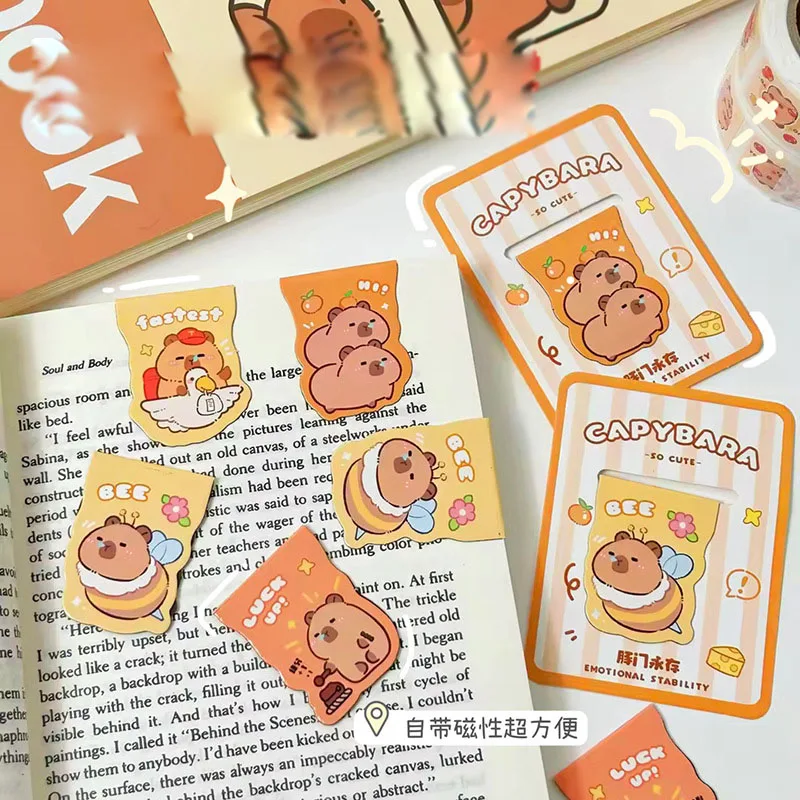 60 teile/los kawaii capybara magnet lesezeichen niedliche Büroklammer buchmarke für bücher schul bürobedarf schreibwaren geschenk