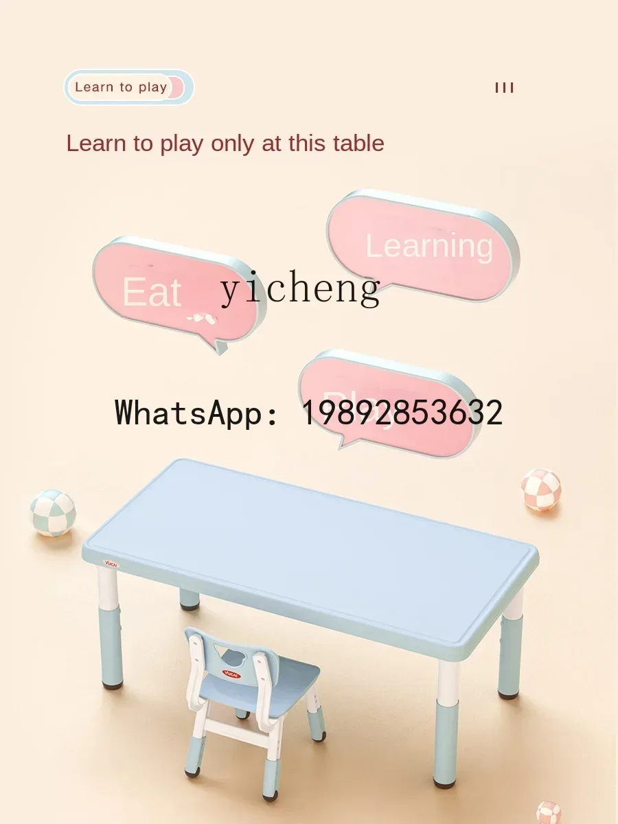 ABC طاولة أطفال وكرسي تناسب الأطفال طاولة دراسة الكتابة البلاستيكية #4