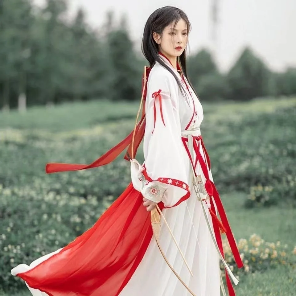 Modern Hanfu Mulheres Vestido Tradicional Chinês Kimono Ancient Tang Dynasty Set Traje Hanbok Fada Linda Divina Menina Vestido