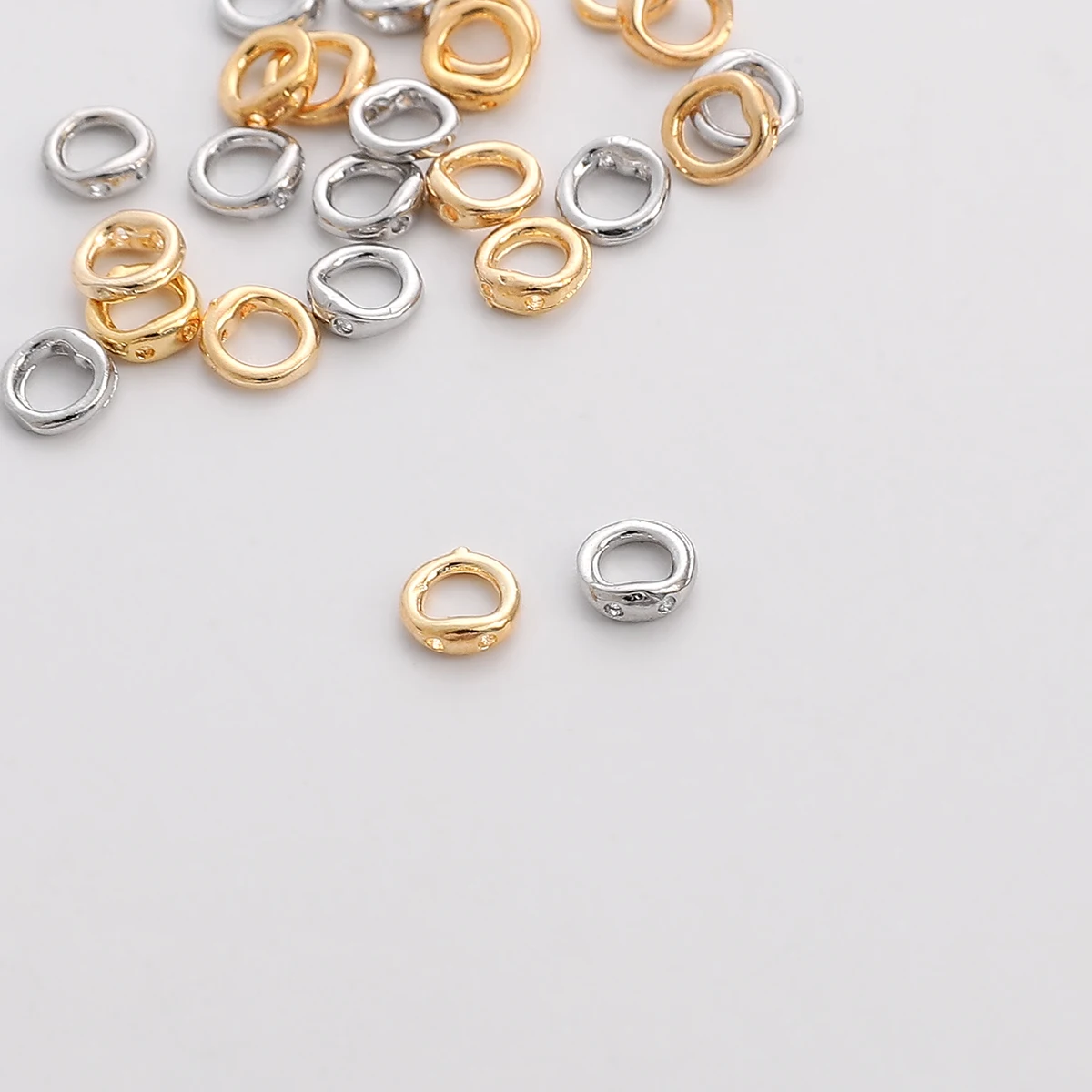 1pc 5mm Gold/Platinum Color Plated Brass Double Hole Closed Ring Ends Connector Rings For Jewelry Making DIY Necklaces Accessory