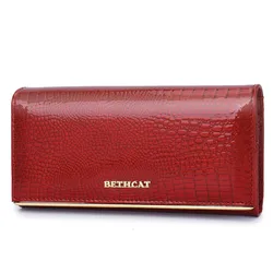Beth Cat Women Wallet and Purses Genuine Leather Female Coin Card Holder Purse Ladies Money Bags Alligator Cow Wallets