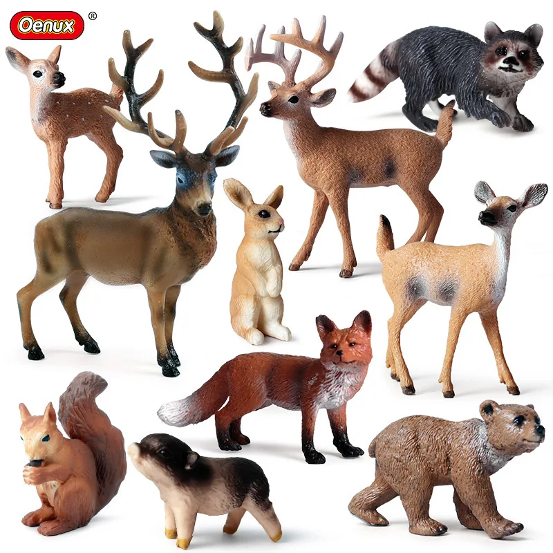 Jouet de simulation de modèle de cerf animal de la forêt sauvage pour enfants, cadeau de Noël