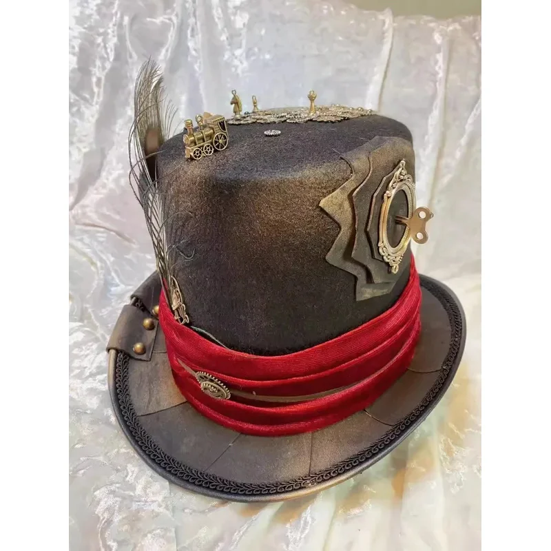 

6'h\b/5;e,8\v,5/Pirate Circus the Mad Hatter Steampunk Retro Stage Magic Top Hat Halloween Party Cosplay Clothing Acced;5'b\7/m