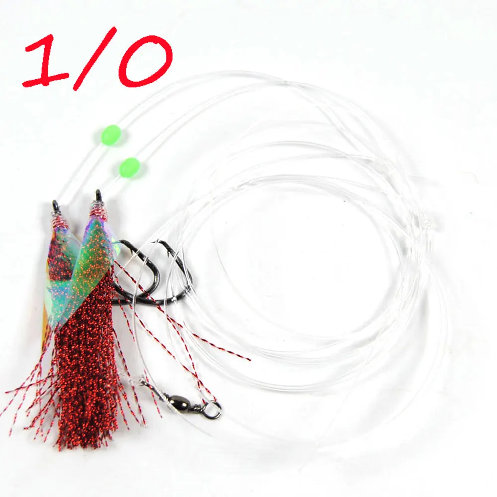 

10 сумок, 1/0 2 крючка, Сабики, снаряжение для морской рыбалки, flasher rig each с 2 крючками, набор для рыбалки, приманка для морской рыбалки, бесплатная доставка
