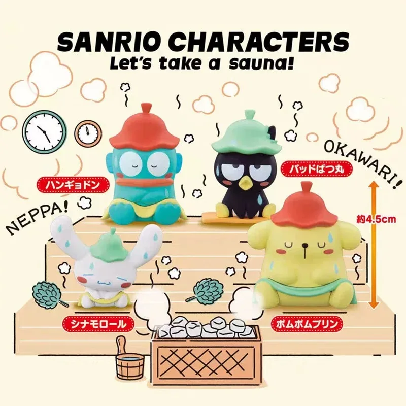 

BANDAI Sanrio Action Figures Model Hanton Cinnamoroll Gashapon Steam Sauna Decorations Official Genuine Cute Collectible Toys