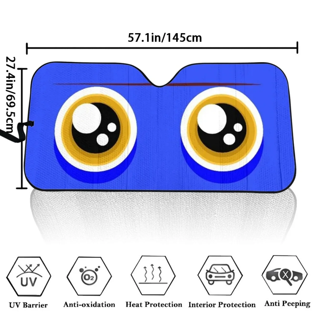 Azul Smart Big Eyes Print Window Cover para homens e mulheres, dobrável automático, adorável, resistente ao sol, acessórios de carro, design de marca, nova moda