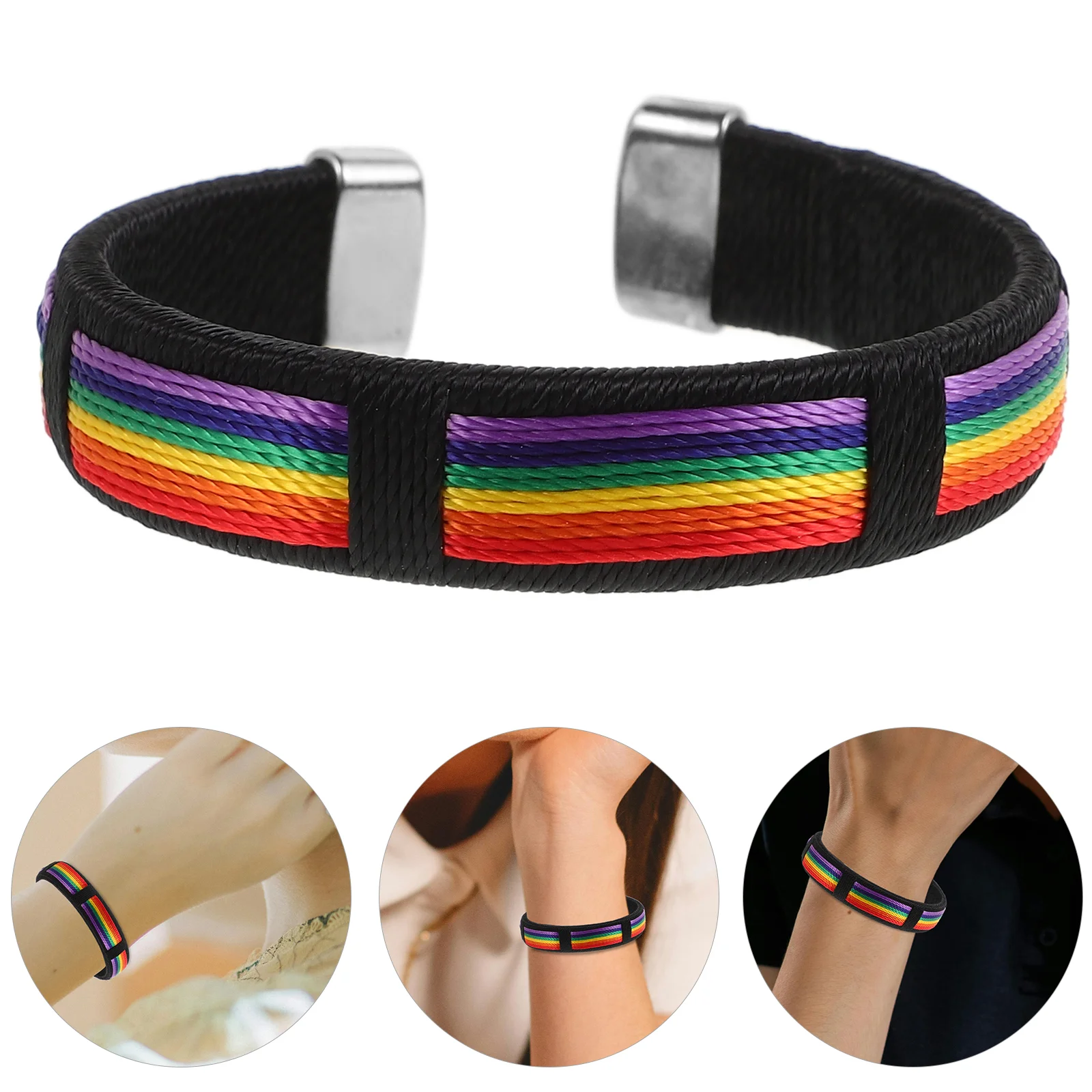 

Rainbow Gay Bracelet Jewelry Women for Homosexuals Exquisite Hand Accessory Colorful Watch Strap Polyester Delicate