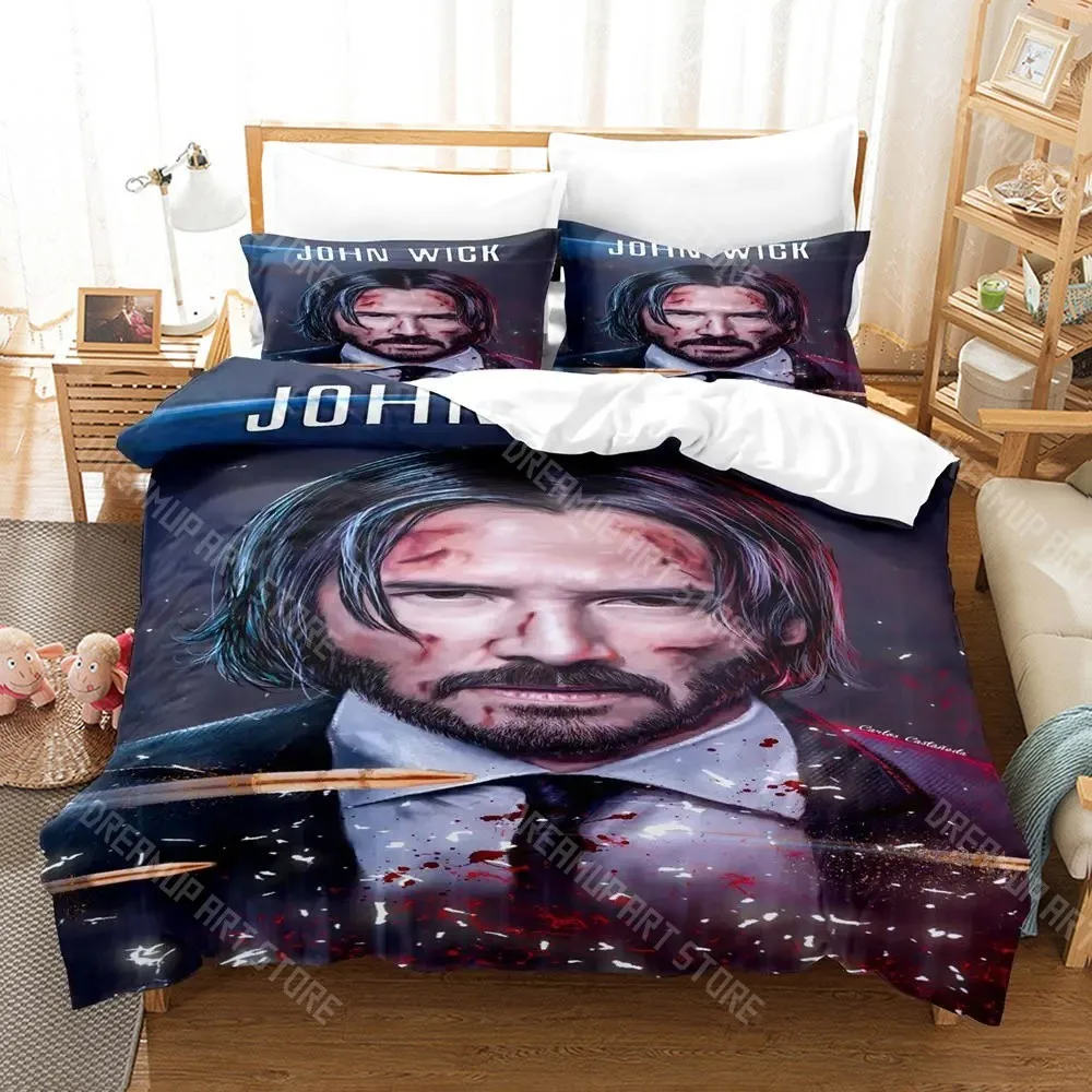 3D Printed John Wick Keanu Reeves Bedding Set for Boys Girls Duvet Cover Pillowcase Twin Queen King Full Single Double Sizes