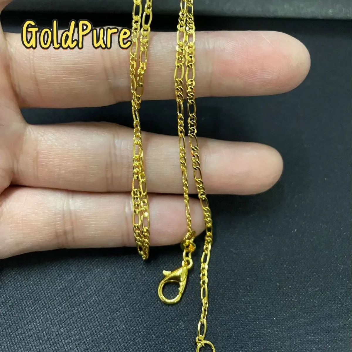 

Goldpure Luxury 24K 9999 Pure Gold real gold 2MM three to one men's and women's universal geometric necklace