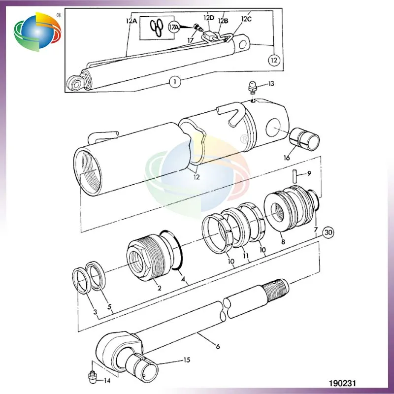 991/00107 99100107 991-00107 Kit de joint de cylindre hydraulique pour tige JCB 100mm cyl x 60mm