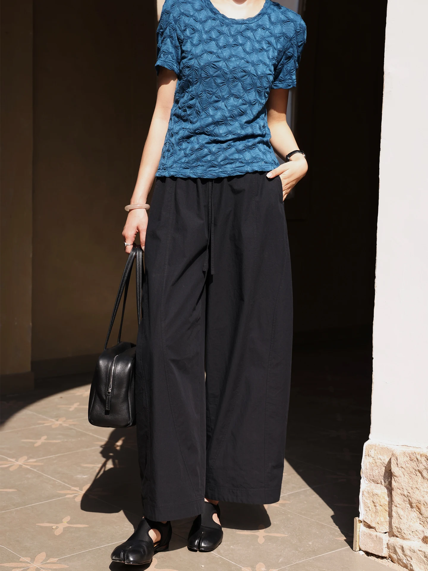 

Casual Pure Cotton Wide Leg Pants Nine Points Slimming Thin Style Female Leisure Trousers Breathable Comfortable Summer New A...