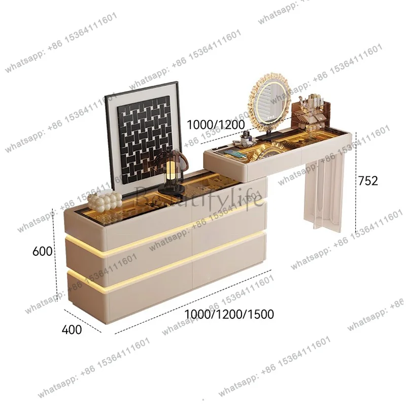 Italian Minimalist Vanity Table Elegant Beautiful Classic Premium Vanity Table Exquisite Design Meuble De Chambre Furniture