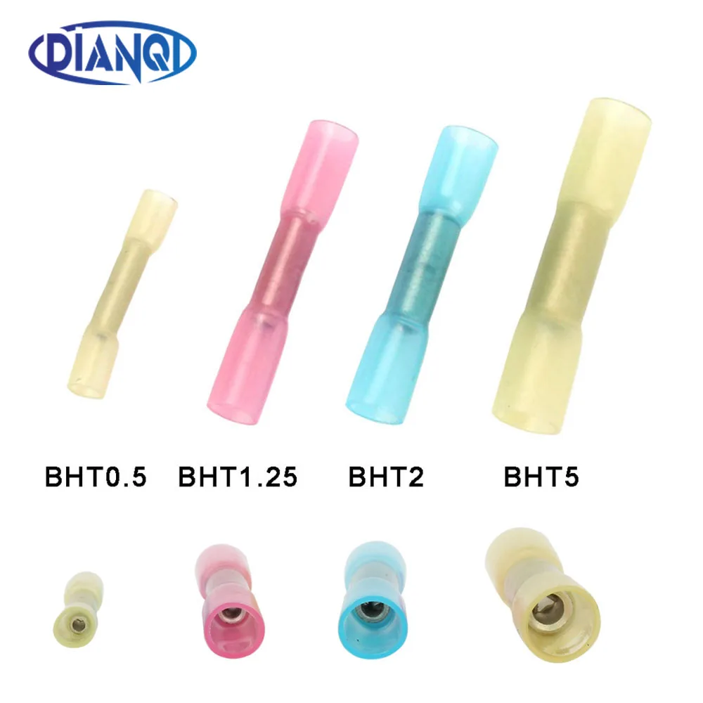 20/30/50Pcs Heat Shrink Butt Wire Connectors AWG 16-14 1.5-2.5mm2 Blue Waterproof Insulated Automobile Wire Cable Terminals