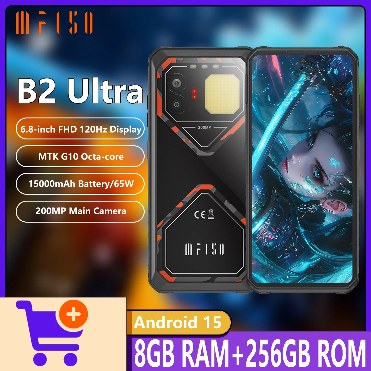 2026 IIIF150 B2 Ultra Rugged Phone 6.8-inch 120Hz Display Helio G100 4G 24(8+16)GB+256GB 200MP Main Camera 15000mAh 65W Charging