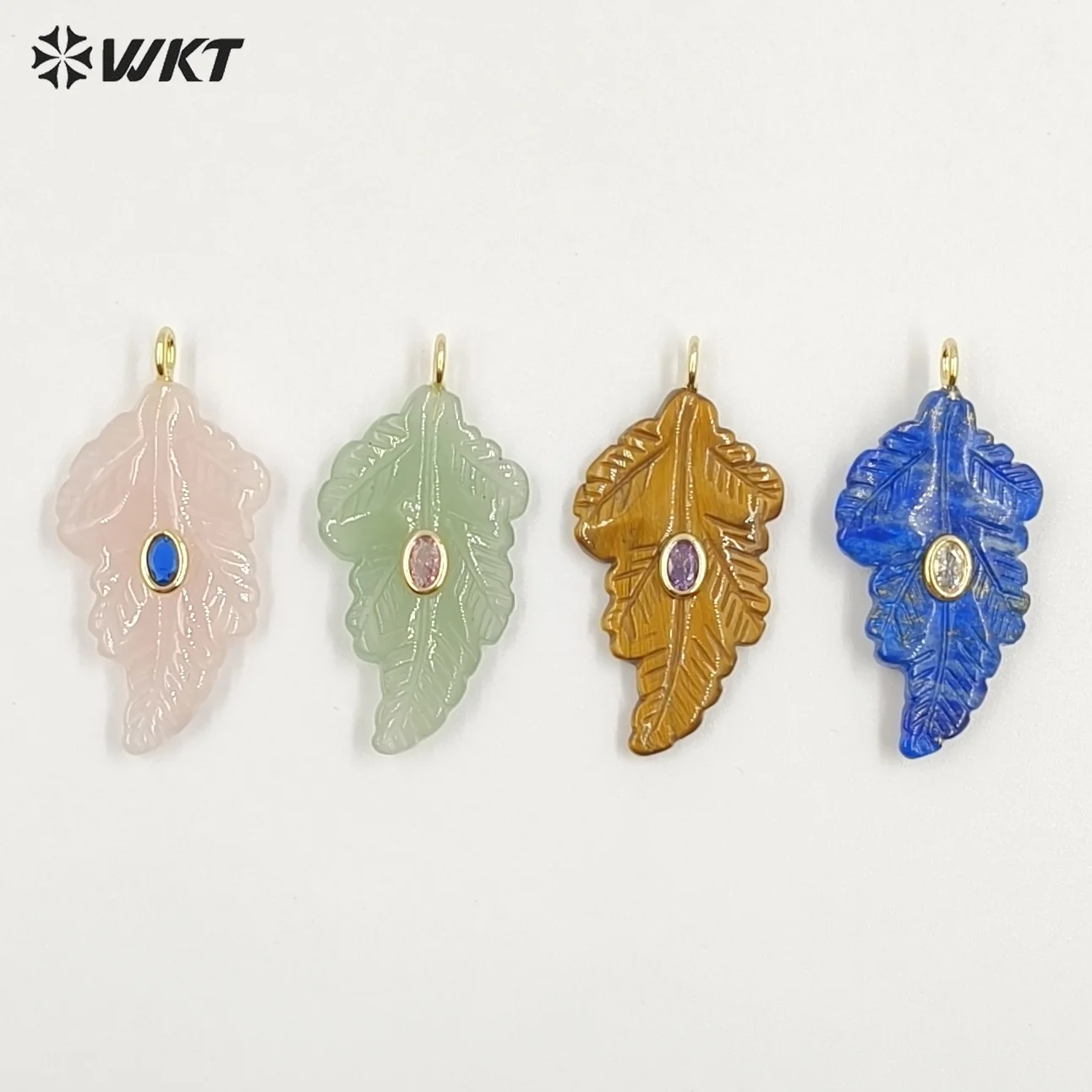 WT-P2094 Niche-design Gemstone Cubic Zircon Micropave Pendant With 18K Real Gold Plated For Women Daily Decoration