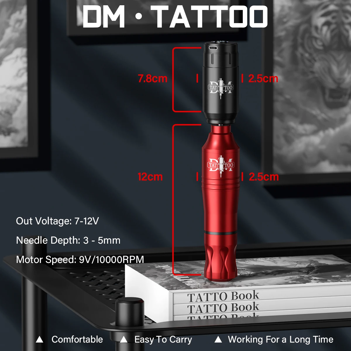 DM Wireless Tattoo Kit Complete Mini 1200mAh Battery 20pcs Cartridge Needles Rotary Tattoo Pen Permanent Makeup Tattoo Kit