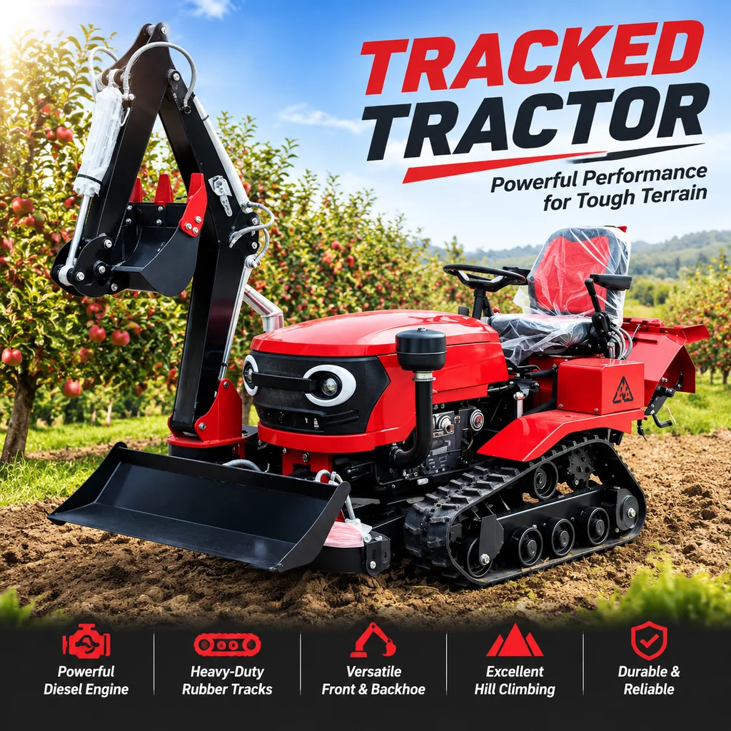 Mini Crawler Tractor 15HP Rubber Track Small Tractor Mini Crawler Machine for Hillside Farming Soil Tillage Free Shipping