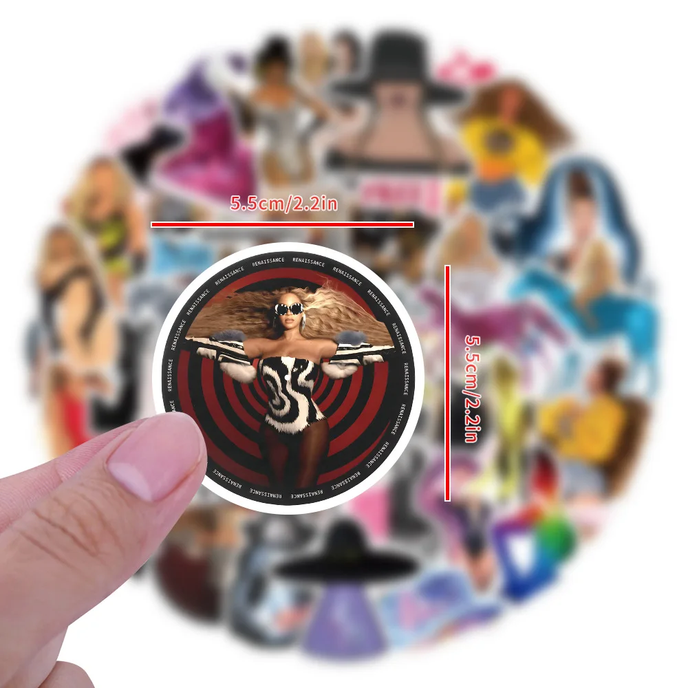 50PCS Singer Cartoon Stickers Beyonce Renaissance Graffiti Funny DIY Decoration Fridge Luggage Laptop Guitar Car Bike Decals Toy