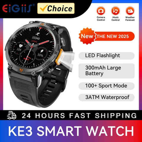 Eiyis 2024 relógio inteligente masculino monitor de saúde à prova dwaterproof água multi esporte modo bluetooth chamadas tela toque completa com lanterna para e