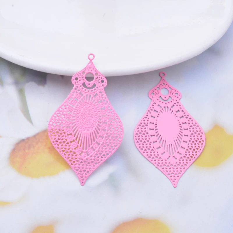 30 Stück AB4754 47*27mm Messing-Schmuckanhänger, bemalt in Rosa, Lila, Violett, Wassertropfen-Charms, Schmuckzubehör für Ohrringe – Detail 5