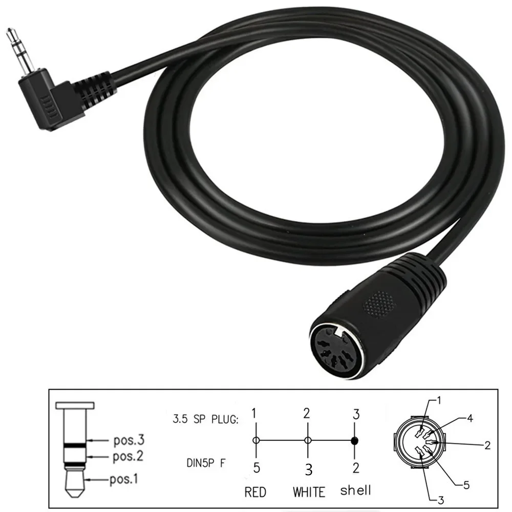 90 Degree Right 5 Pin Din MIDI Plug 3.5mm Connection Female To Male Stereo Jack Audio Extension Cable 150cm 1.5m High Quality