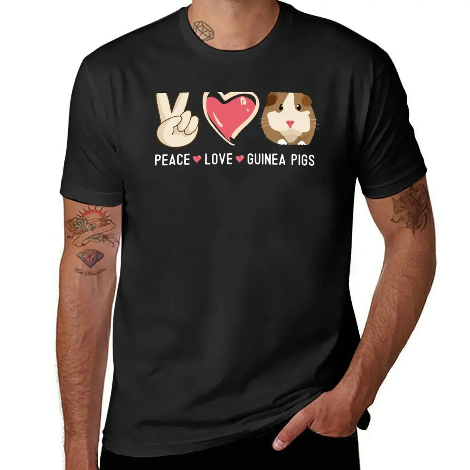 Peace Love Guinea Pigs Cute Gift for Guinea Pig Lover Peace Symbol T-Shirt sweat cotton graphic tees for a boy shirts men