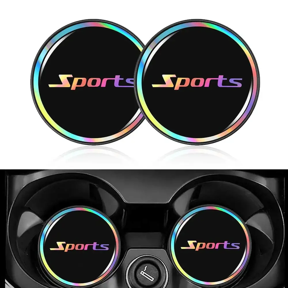 

2Pcs Car Cup Anti-slip Mat Sport Alphabet Radiant Interior Accessories Car Cup Sink Decorations Universal Interior Accessories