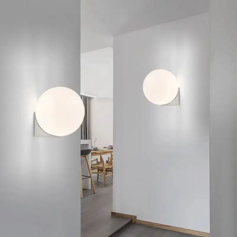 Modern Glass Ball Wall Lamps LED Bedroom Bedside Light Minimalist Nordic Home Decor Corridor Aisle Living Room Ball Wall Lights
