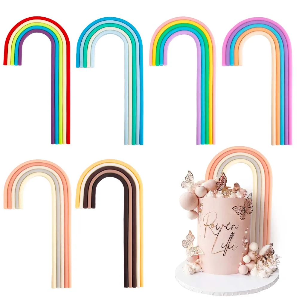 Rainbow Cake Topper Boho theme Cake Decorations Colorful Balls for Girls Boys Birthday Baby Shower Wedding Anniversary Party