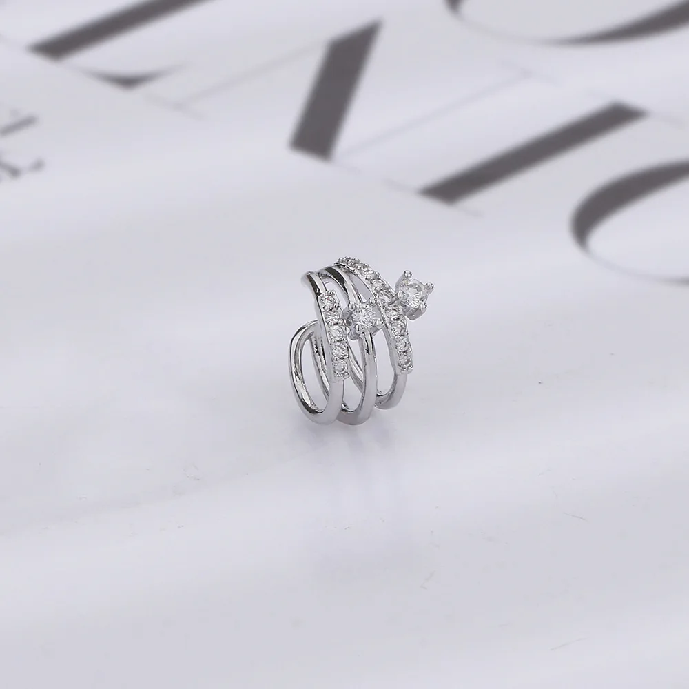 Trendy Simple Metal Zircon Flower Ear Cuff Clip on Earrings for Women No Pierced Crystal Star Earcuff Ear Wrap Clips Jewelry