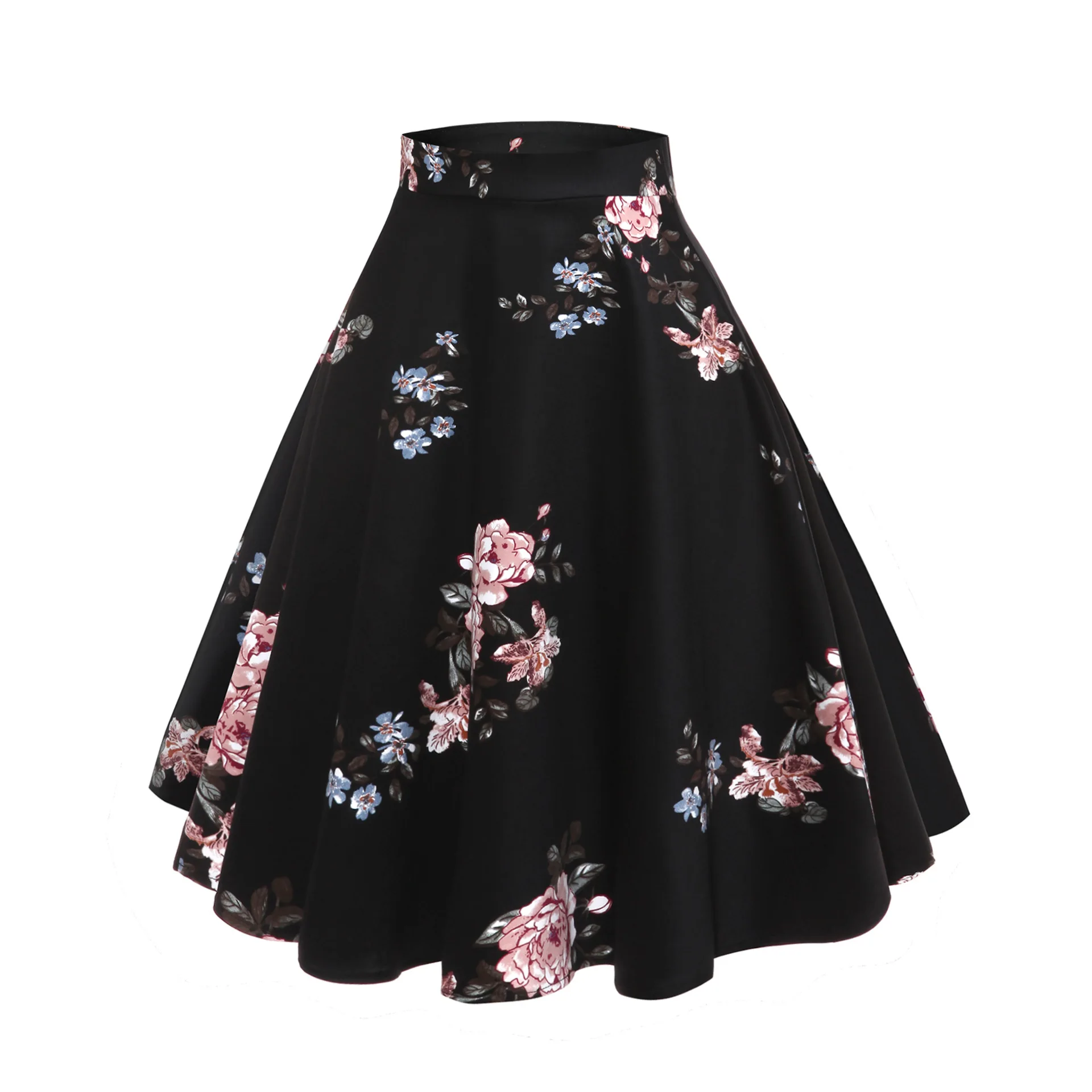 2025 Summer Women's Skirt Retro Flower Printed Skirt Fashion Simple Ladies Evening Skirt For Women Elegant Office Laides Skirt