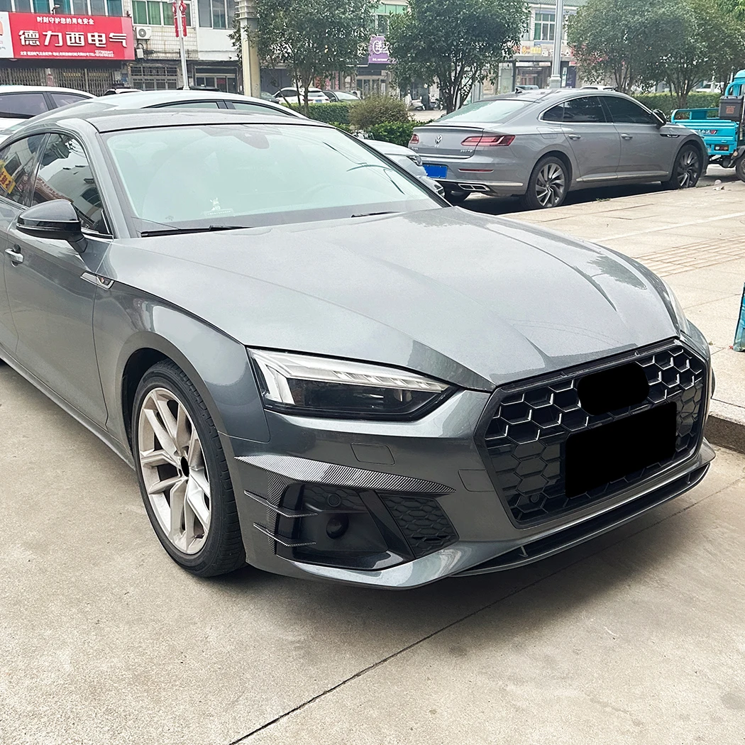 

For Audi A5 S5 F5.5 Sline 2021-2024 Front Bumper Spoiler Splitter Air Vent Fog Lamp Grille Trim Glossy black/Carbon look