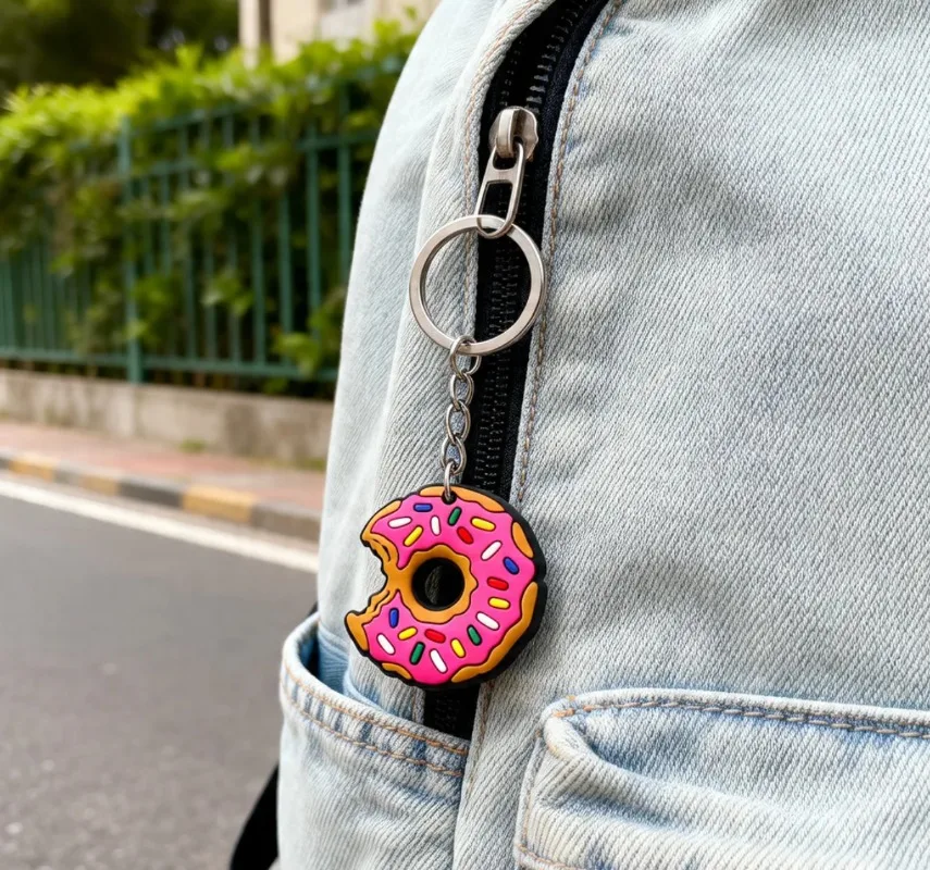 Niedlicher Cartoon-Schlüsselanhänger: Mini-Donut und Getränk-Modell, Plastik-Schlüsselring, Süßer Taschenanhänger, Trendiges Geschenk – Detail 16