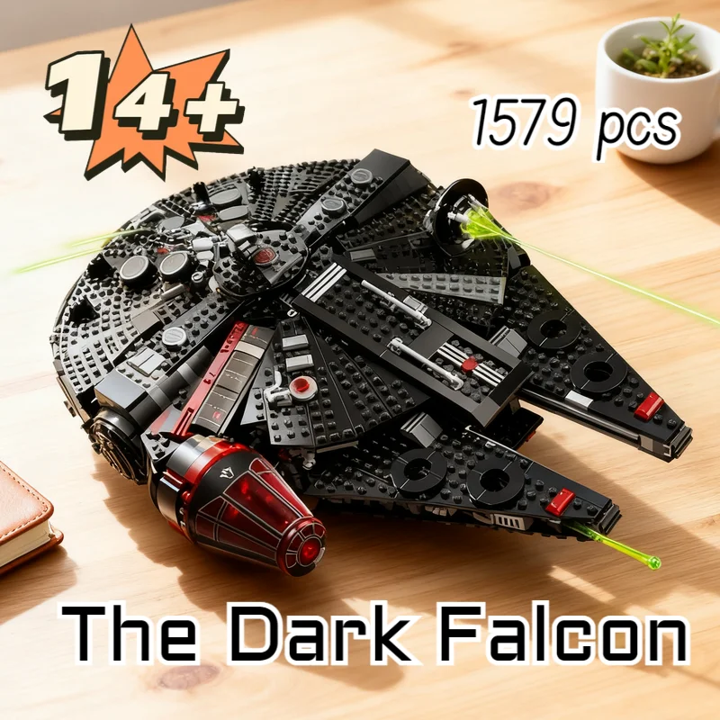 Big Sale 1579pcs Educational Moc Star Battle The Dark Falcon Model Building Blocks Bricks Creative Toy Gift view 3