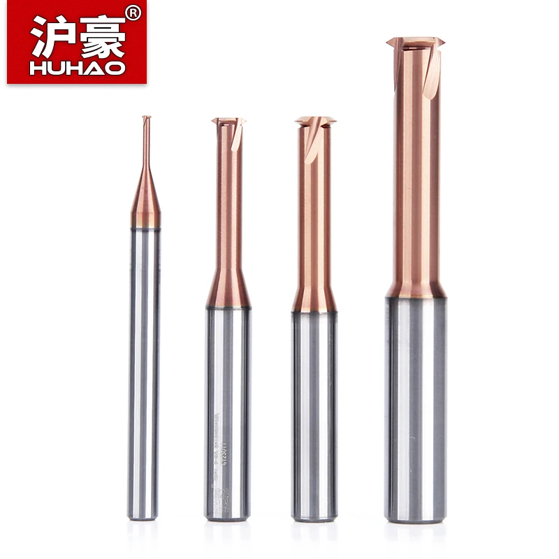 

HUHAO CNC Carbide Single Tooth Spiral Milling Cutter for Metal 4 Flutes CNC Tool Thread End Mill Router Bits M3 M4 M5 M6 M8 M10