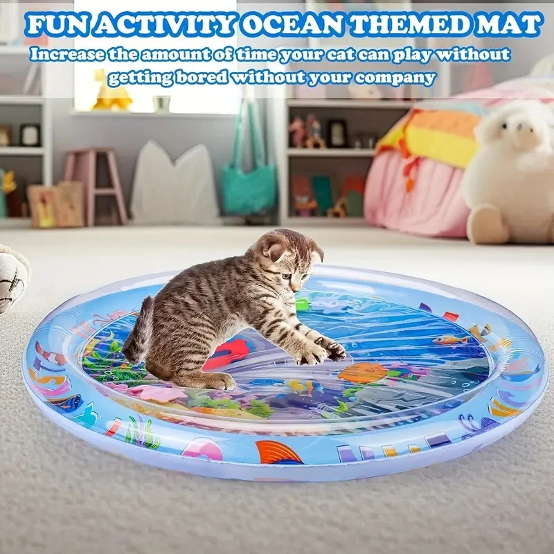 Thickened Water Sensory Play Mat Thickened Inflatable Water Sensor Water Mat Pet Supplies Cleaning Cooling For Cat With Fish Sea