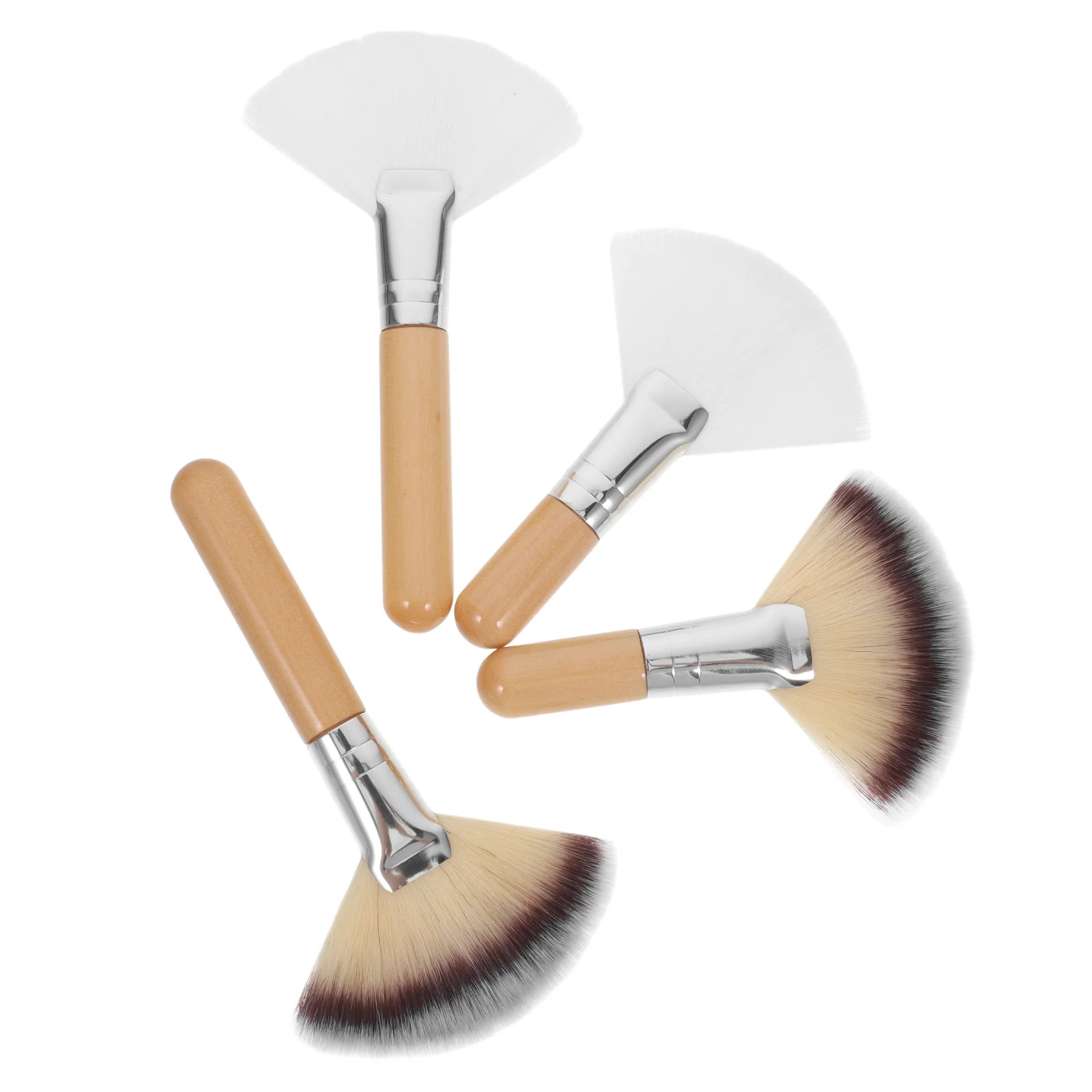 

Facial Makeup Brush Fan Style for Highlighter Powder Setting 4 pcs Women Beauty Tool Blending Face Brush Set